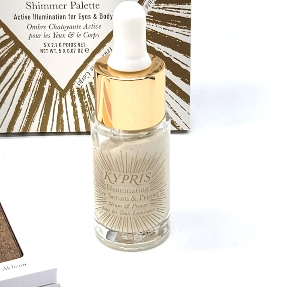 KYPRIS Set Illuminating Eye Serum & Primer 5 Pan Shimmer Palette Brightens NIB